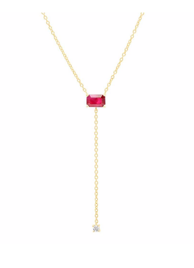 Solitaire Ruby Lariat - Millo Jewelry