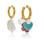 Load image into Gallery viewer, Mismatched Baroque Pearl and Minerals Stones Earrings BO-1 - Millo Jewelry