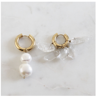 Mismatched Pearl and Crystal Earrings- BO-6 - Millo Jewelry