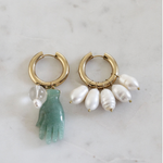 Load image into Gallery viewer, Mismatched Pearl and Turquoise Hand Stone Earrings BO-14 - Millo Jewelry
