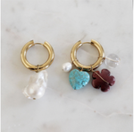 Load image into Gallery viewer, Mismatched Pearl and Mineral Stone Earrings BO-58 - Millo Jewelry