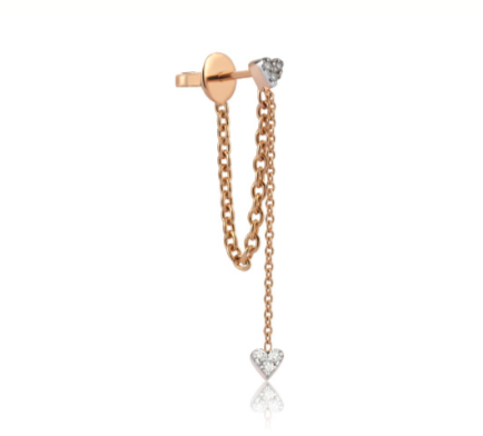 Love 2 Mini Heart Earring with 2 Chains (Single) - Millo Jewelry