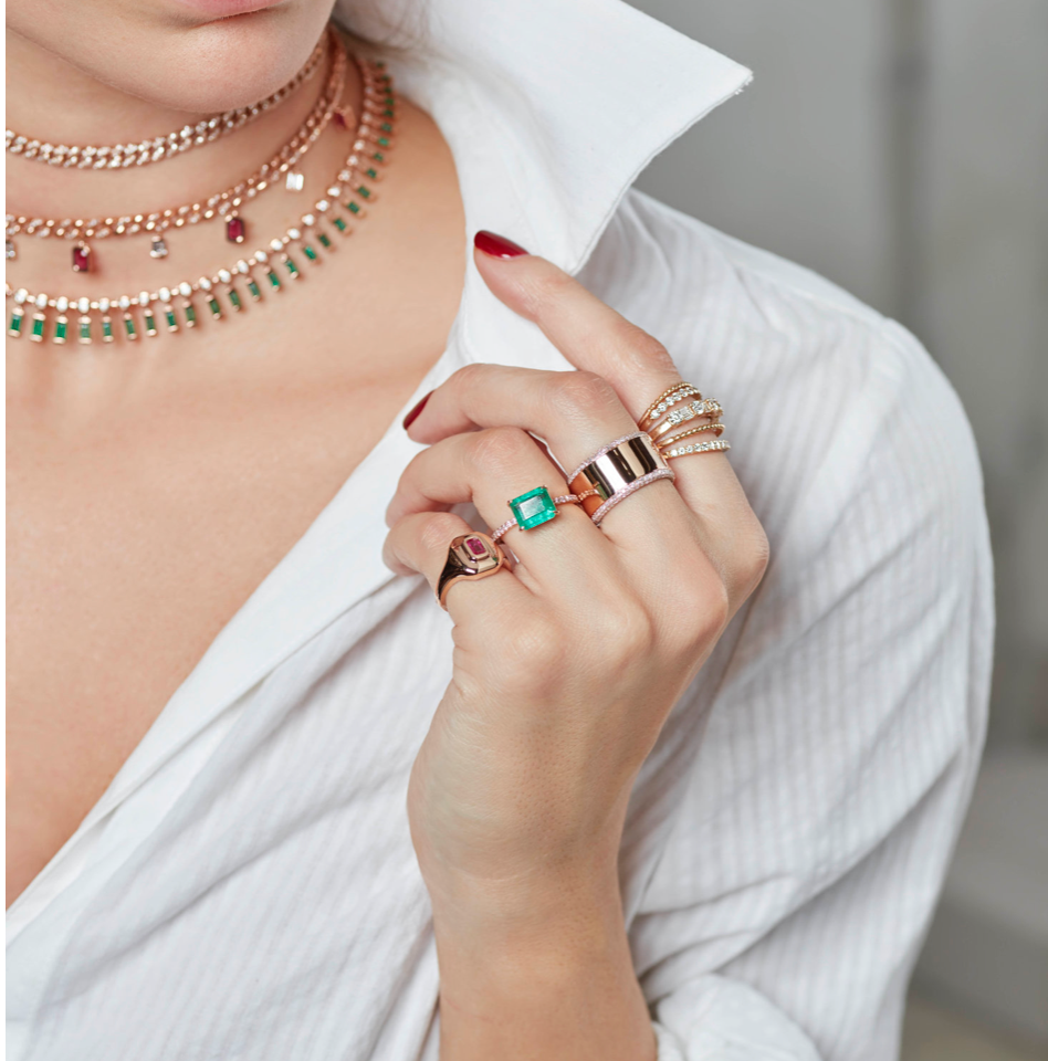 Gemstone Baguette Pinky Ring - Millo Jewelry