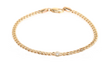 Load image into Gallery viewer, 14kt Gold Small Curb Chain Bracelet with Single Floating White Diamond - Millo Jewelry
