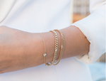 Load image into Gallery viewer, 14kt Gold Small Curb Chain Bracelet with Single Floating White Diamond - Millo Jewelry
