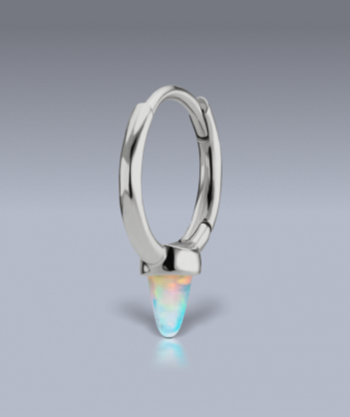 8mm Single Short Opal Spike Non-Rotating Clicker - Millo Jewelry