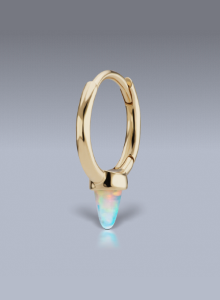 8mm Single Short Opal Spike Non-Rotating Clicker - Millo Jewelry