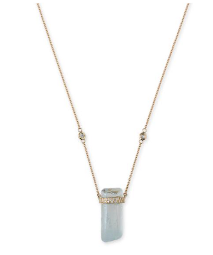 2 Row Pave Aquamarine Crystal Necklace - Millo Jewelry