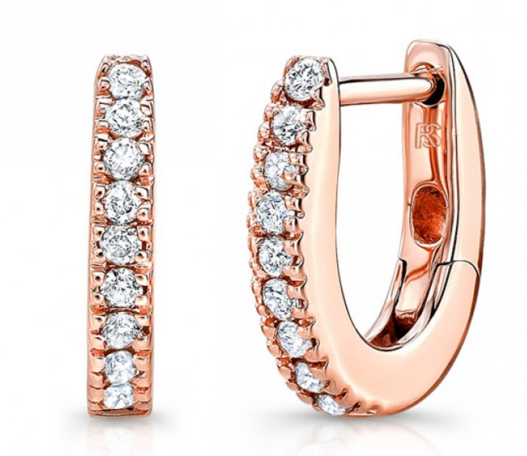 14K Diamond Huggie Hoops With Security Latch - Millo Jewelry