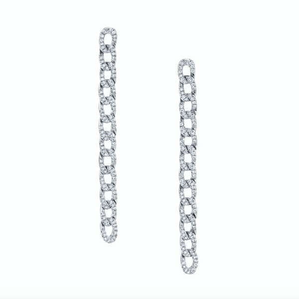 Long Diamond Chain Link Earrings - Millo Jewelry
