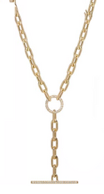 Load image into Gallery viewer, Large Square Oval Link Chain Faux ToggleLariat Necklace - Millo Jewelry
