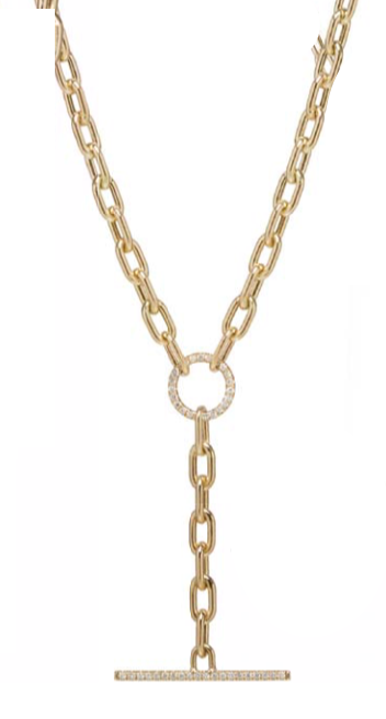 Large Square Oval Link Chain Faux ToggleLariat Necklace - Millo Jewelry