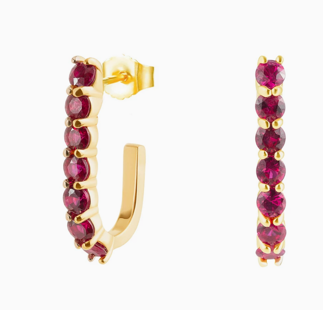 Ruby Sparkler Pin Earrings - Millo Jewelry