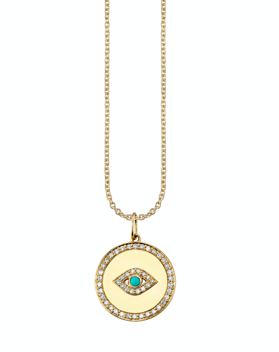 Bezel Evil Eye Medallion with Pave Border - Millo Jewelry