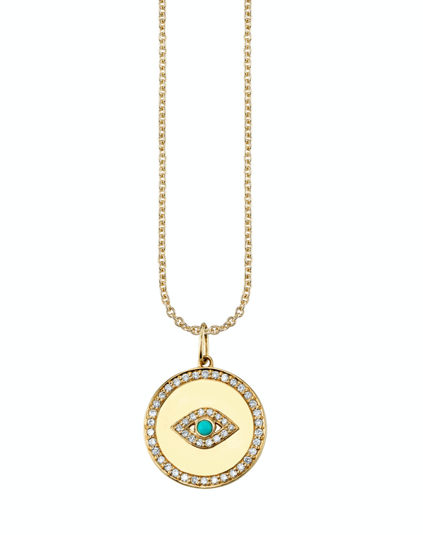 Bezel Evil Eye Medallion with Pave Border - Millo Jewelry