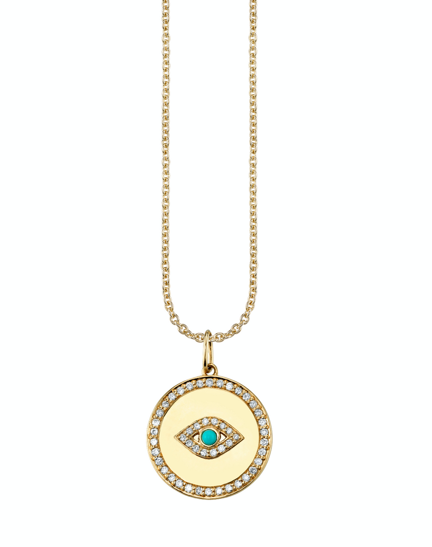 Bezel Evil Eye Medallion with Pave Border - Millo Jewelry