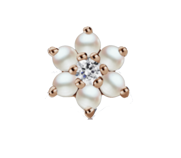 7mm Pearl and Diamond Flower Earstud - Millo Jewelry