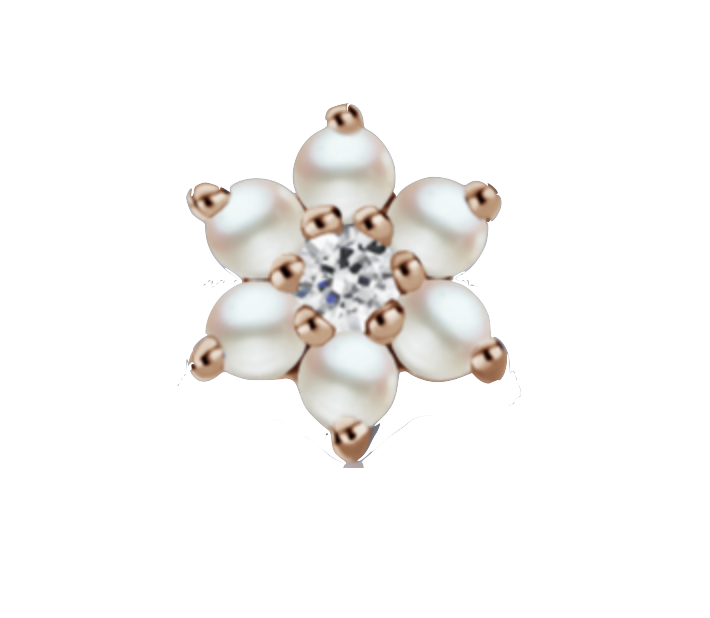 7mm Pearl and Diamond Flower Earstud - Millo Jewelry