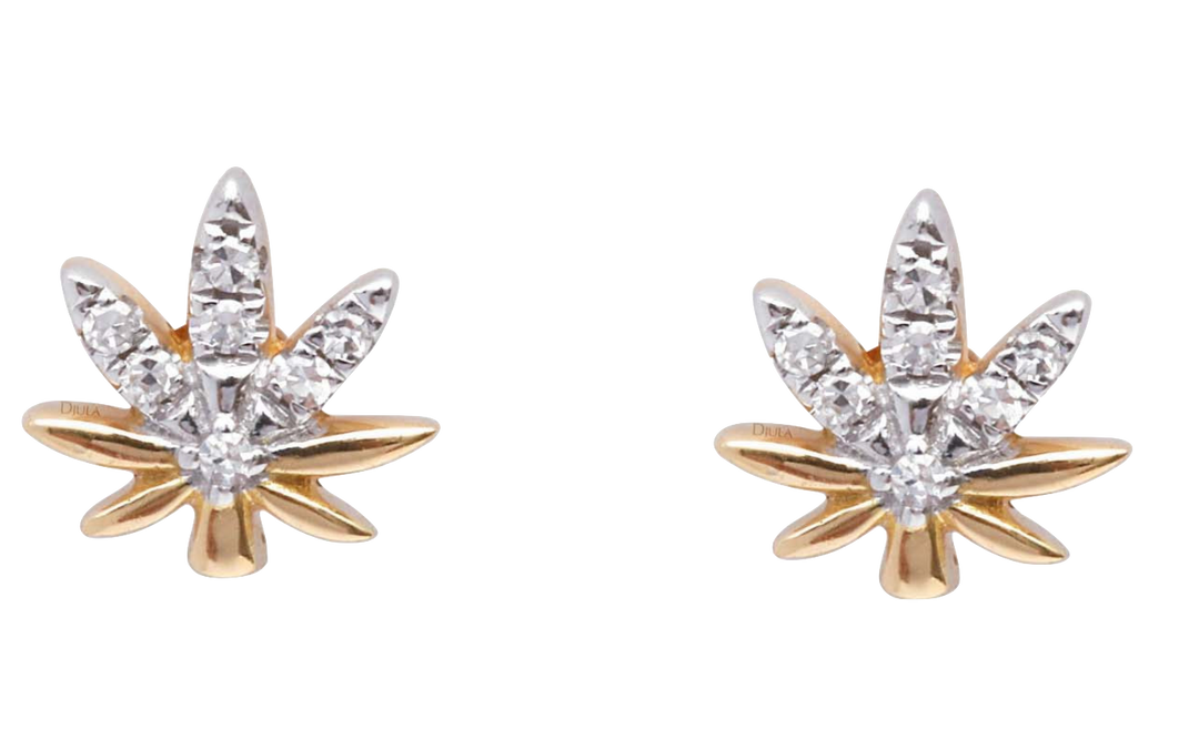 Leaf Gold and Diamonds Earrings - Millo Jewelry
