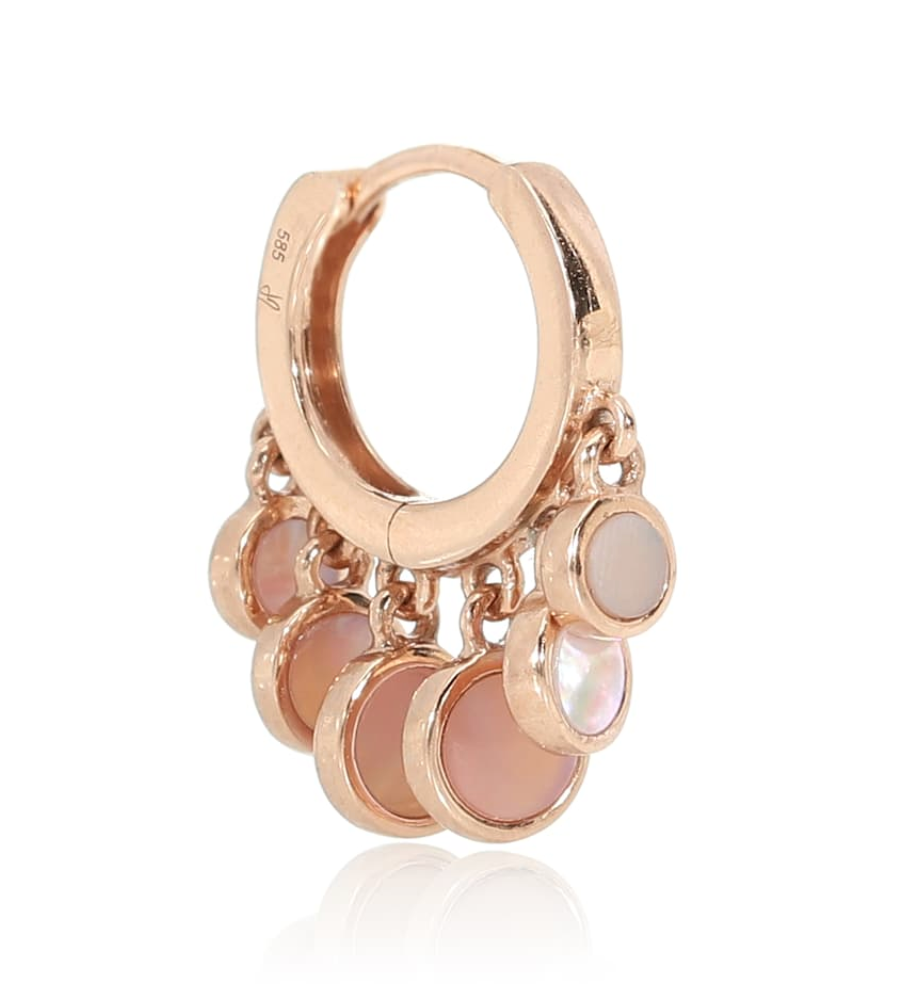 Mother of Pearl Disco Shaker 14kt Rose-Gold Hoop Earring - Millo Jewelry