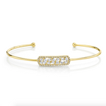Load image into Gallery viewer, 14K Gold Diamond Baguette Bar Bangle - Millo Jewelry
