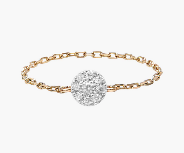 Gold and Diamond Target Chain Ring - Millo Jewelry