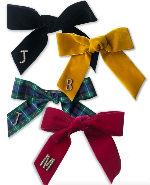 MONOGRAM CRYSTAL / PEARL BOW BARRETTE - Millo Jewelry