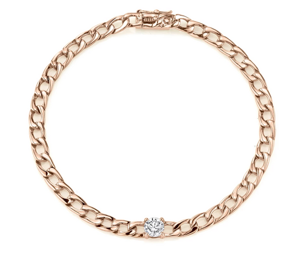 Plain chain bracelet w/ round diamond center - Millo Jewelry