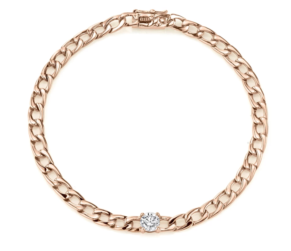 Plain chain bracelet w/ round diamond center - Millo Jewelry
