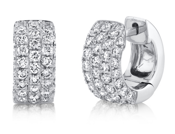 Three-Row Diamond Pave Huggies - Millo Jewelry