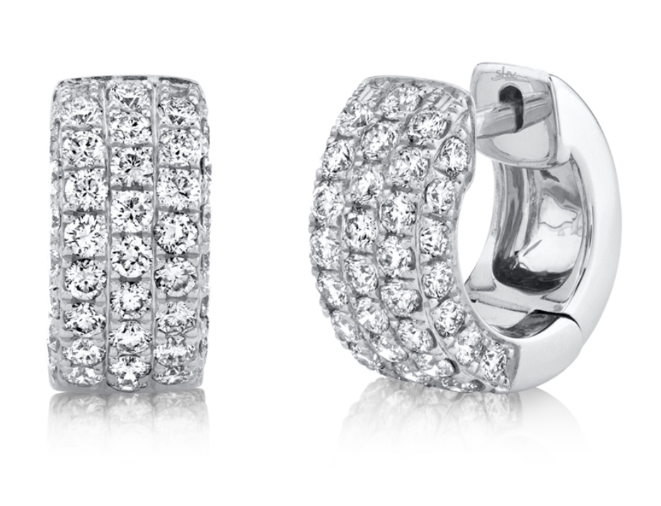 Three-Row Diamond Pave Huggies - Millo Jewelry