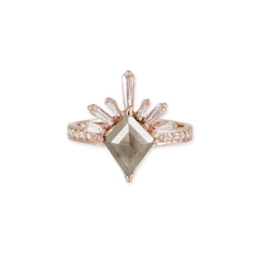 Kite Brown Raw Diamond 7 Baguette Diamond Lash Ring - Millo Jewelry