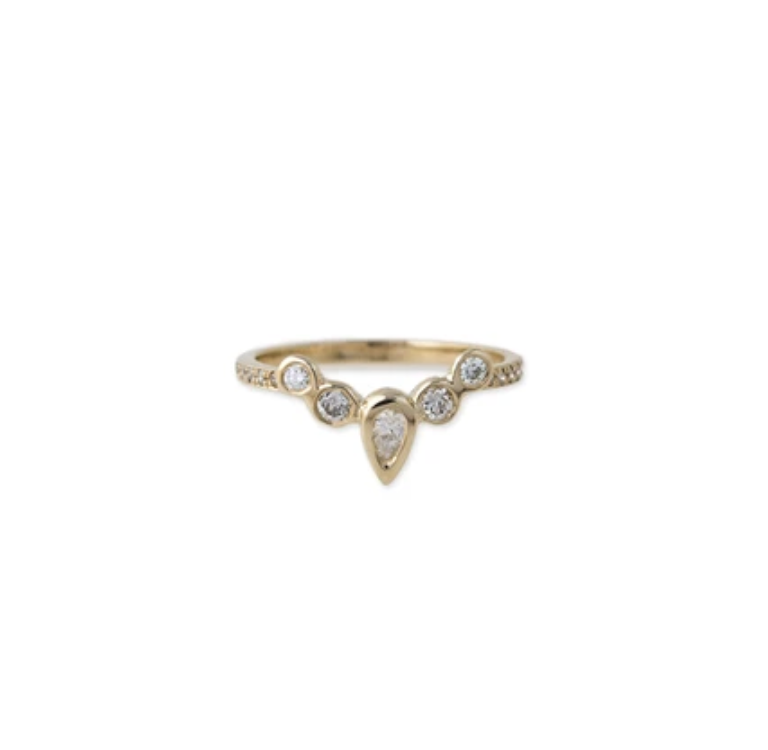 4 Round Diamond Teardrop Center Stack Ring Guard - Millo Jewelry