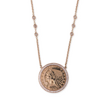 Load image into Gallery viewer, Medium Pave Diamond Antique Coin Necklace - Millo Jewelry