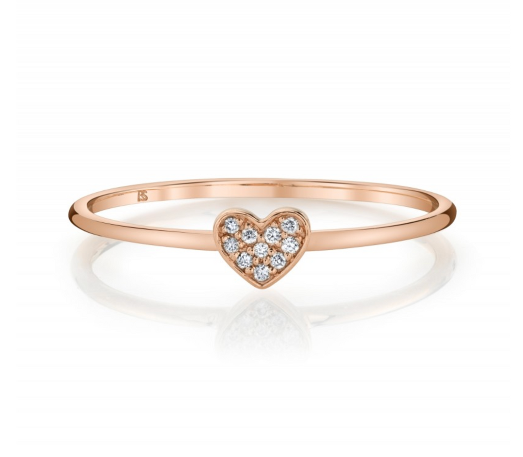 14K Rose Gold Diamond Mini Heart Ring - Millo Jewelry