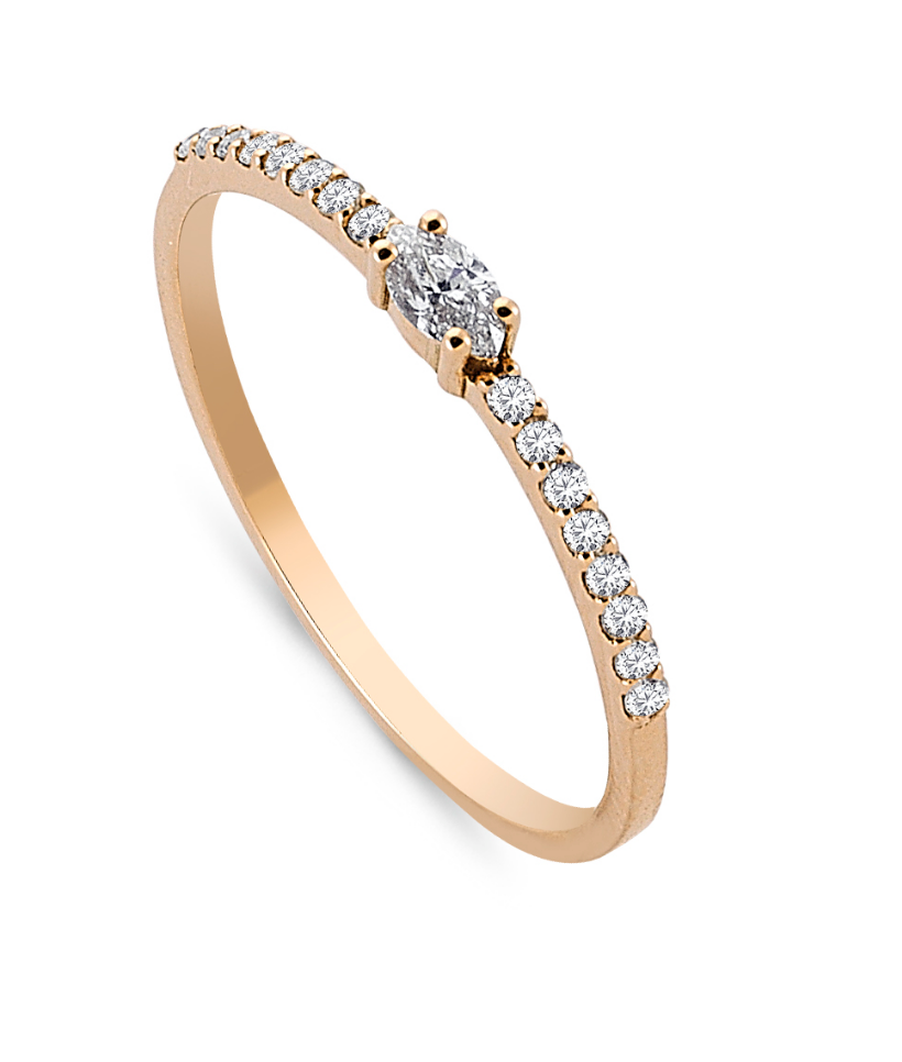 Marquise and White Diamond Pavé Ring - Millo Jewelry