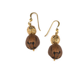 Load image into Gallery viewer, WOOD BEADS RESORT EARRINGS IN GOLD - Millo Jewelry
