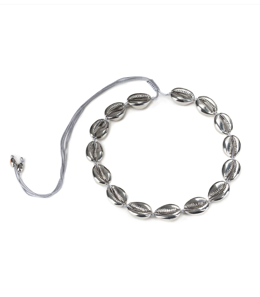 Silver puka shell necklace deals
