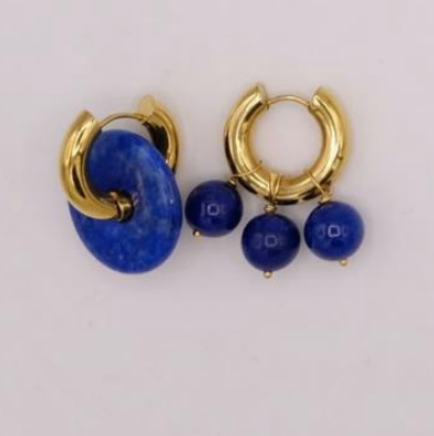 BO-81 Mismatched Blue Stone Earrings - Millo Jewelry