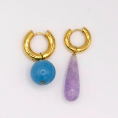 BO-7 Mismatched Lapis and Purple Stone - Millo Jewelry