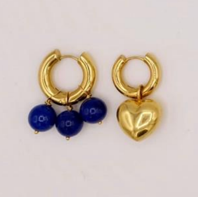 BO-40 Mismatched Blue and Gold Earrings - Millo Jewelry