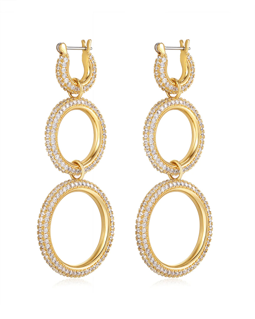 TRIPLE PAVE HOOPS- GOLD - Millo Jewelry