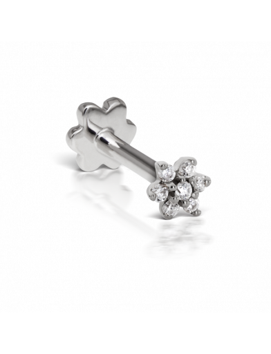 3mm Diamond Flower Threaded Stud - Millo Jewelry