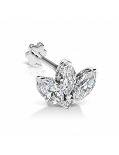 3mm Diamond Engraved Lotus Threaded Stud - Millo Jewelry