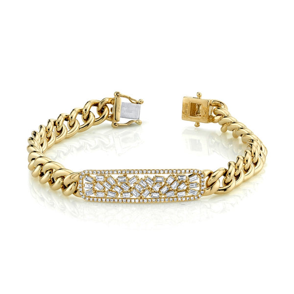 Scattered Baguette ID Link Bracelet - Millo Jewelry