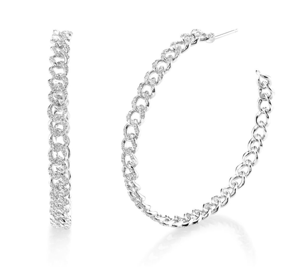 Shay Fine Jewelry "Essential Pave Link Hoops, 50Mm'' - Millo Jewelry