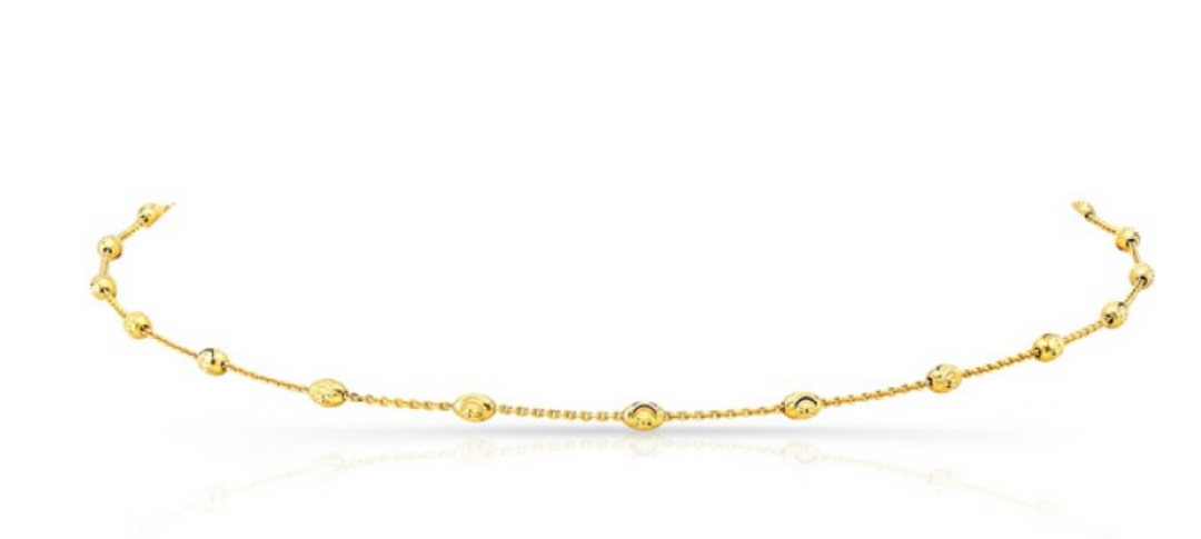14K Gold Diamond Cut Beaded Chain Necklace - Millo Jewelry
