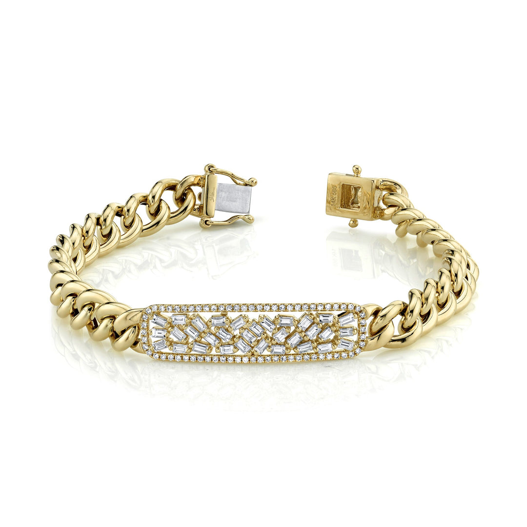 14K Yellow Gold Diamond Baguette Bar Chain Bracelet - Millo Jewelry