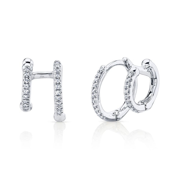 DIAMOND DOUBLE HUGGIE EARRING - Millo Jewelry
