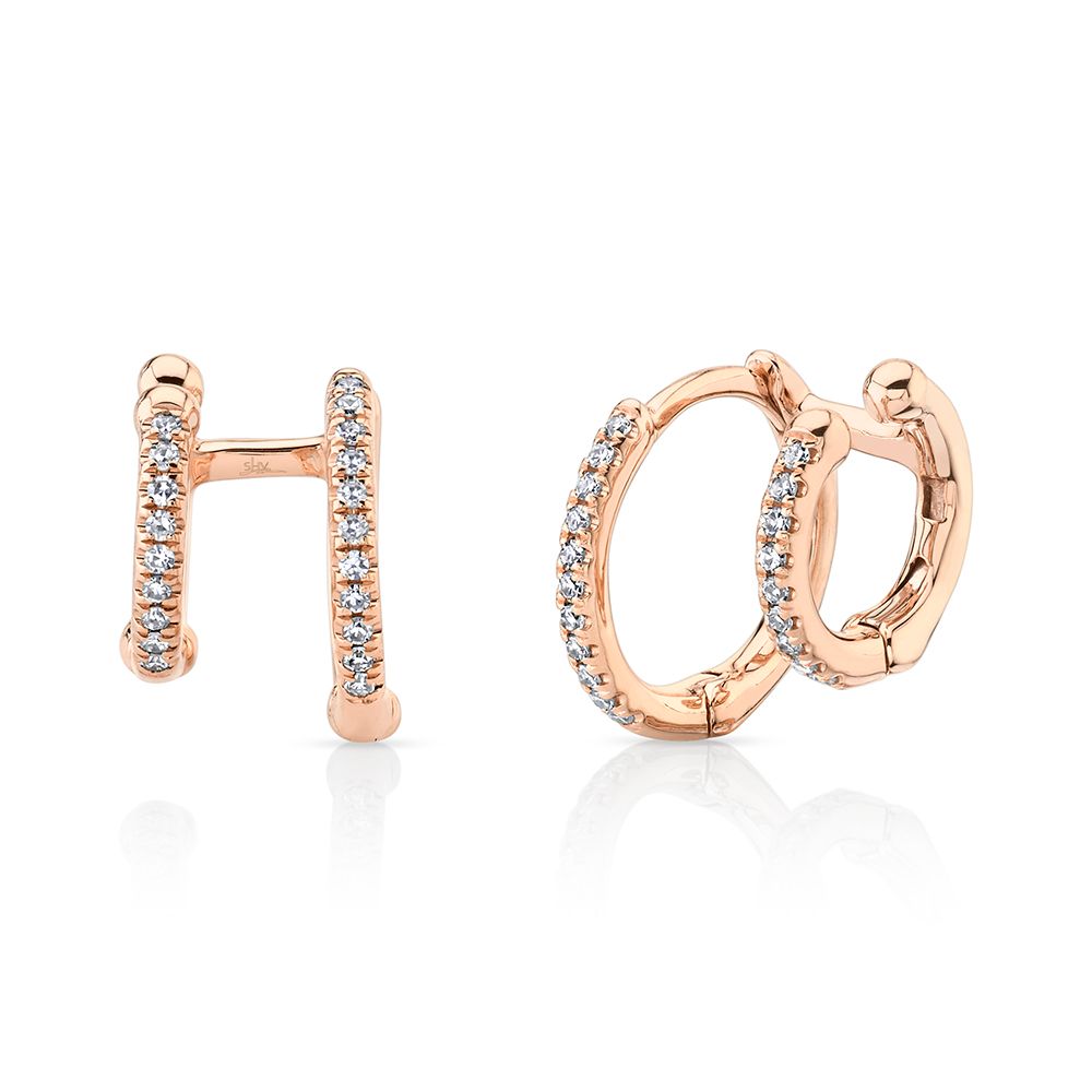 DIAMOND DOUBLE HUGGIE EARRING - Millo Jewelry